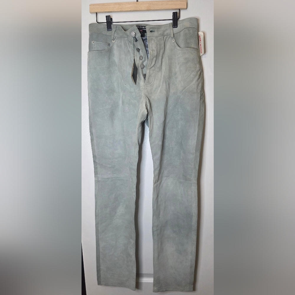 NWT Polo Jeans Co. Ralph Lauren - Black Label - Light Green Suede Jeans Size 12